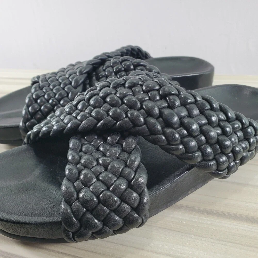 Sz 8 Charles David Defend Slippers Sandals Slip On Woven Braided Leather Slide - Picture 6 of 8
